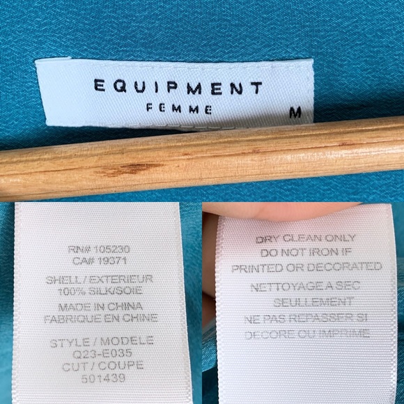 Equipment Turquoise 100% Silk Button Front Blouse - Picture 8 of 8